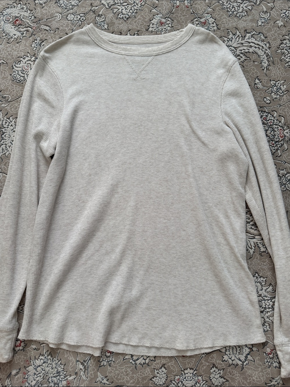 Men’s Long-Sleeve Waffle Knit Crewneck Sweater - Cream